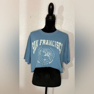 Fashion Nova Sky/Baby Blue Cropped San Francisco T-Shirt